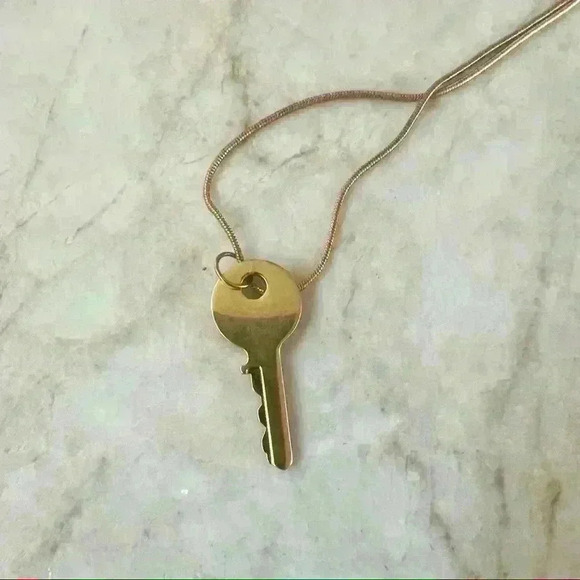 Saint Laurent Gold Key Engraved Logo Pendant Necklace - Picture 14 of 15